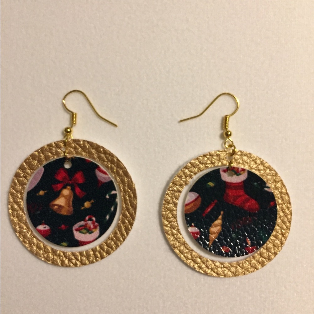 Faux Leather Christmas Earrings